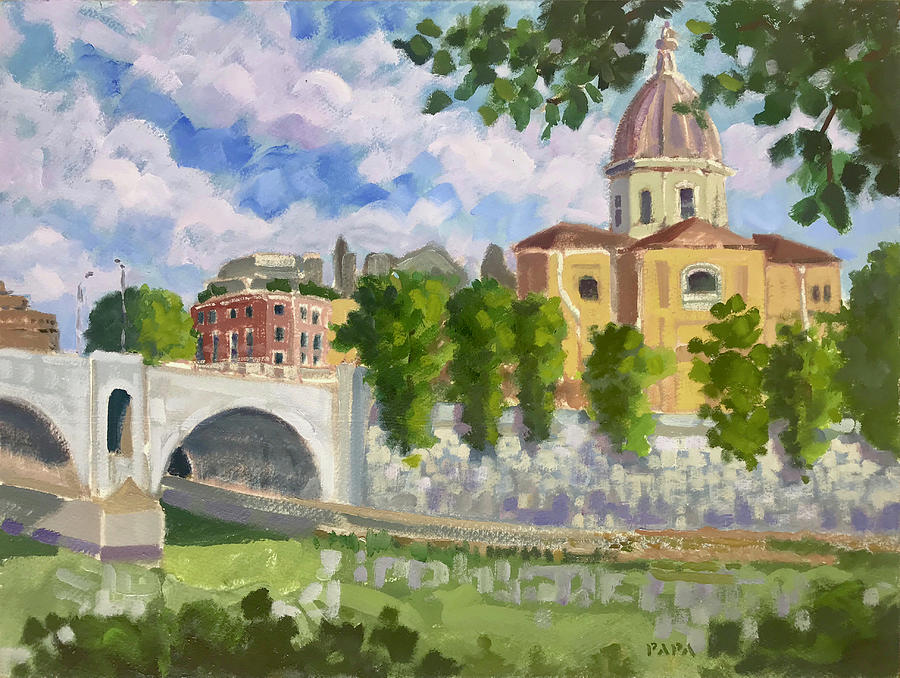 Tiber View at Rome Painting by Ralph Papa