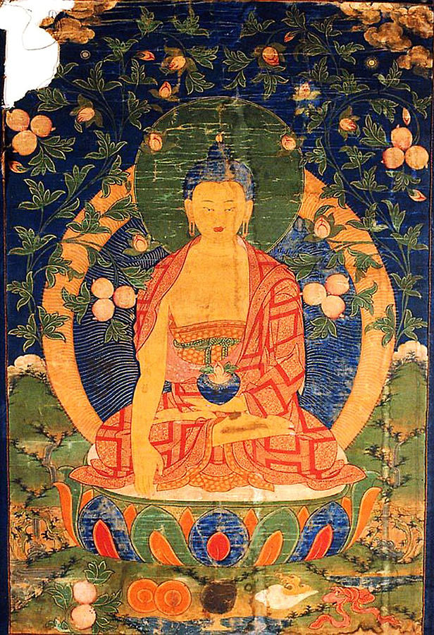Buddha Digital Art - Tibetan Buddhist Medicine Buddha Thangka Reproduction by Raymond Baker