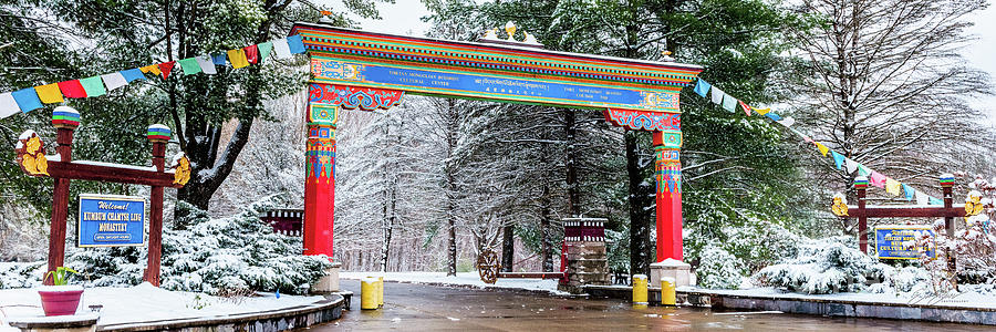 Tibetan Mongolian Buddhist Cultural Center Entrance in the Winter 3 to 1 Ratio Photograph by Aloha Art