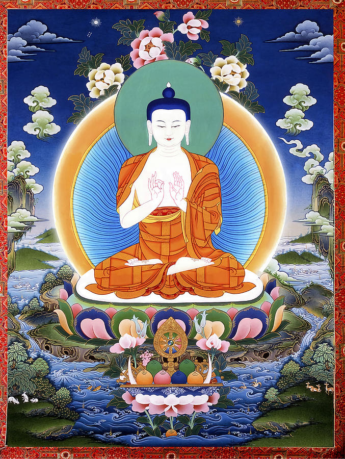 Tibetan Thangka Prabhutaratna Buddha Poster Painting by Phillips Finley ...