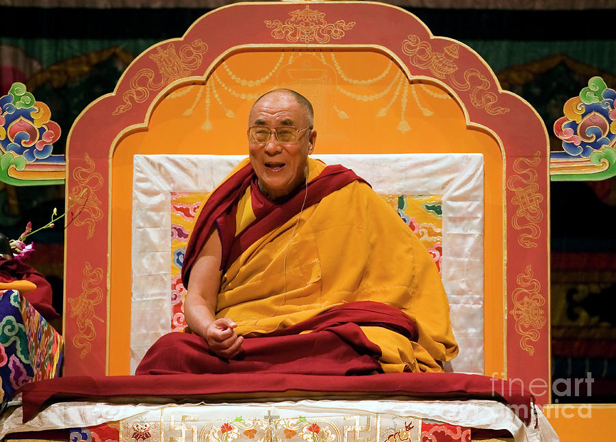 The Dalai Lama laughing Photograph by Craig Lovell