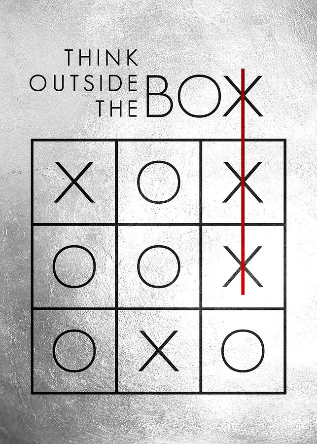 Tic-Tac-Toe Think Outside the Box Charcoal Motivational Wall Art ...