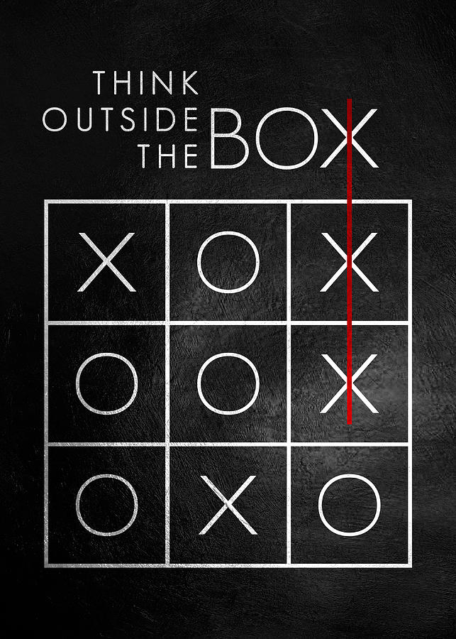 Tic Tac Toe Think Outside The Box Silver Motivational Wall Art Digital Art By Ab Concepts 