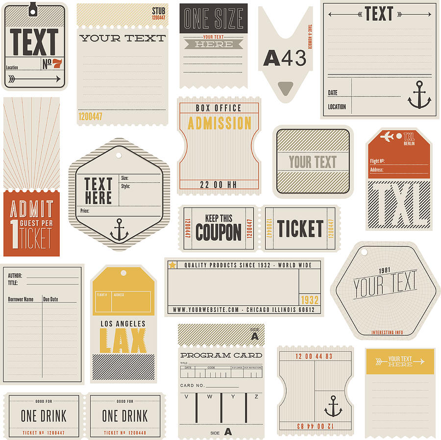 Tickets Tags and More Drawing by Razberry