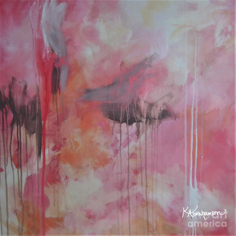 Abstract Painting - Tickled Pink 3 by Kristen Abrahamson