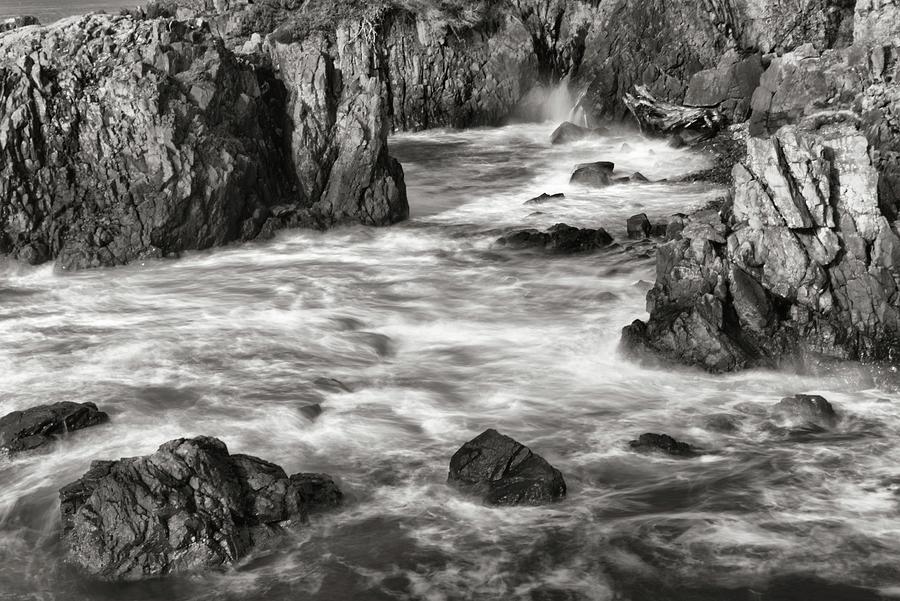 Tidal Action Close Black And White Photograph