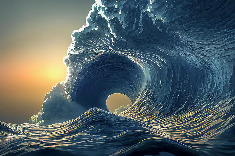 Tidal Wave in Blue Digital Art by Bill Posner