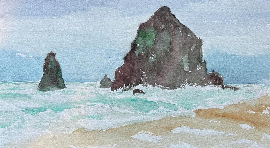 Tide In at Cannon Beach Painting by Raven