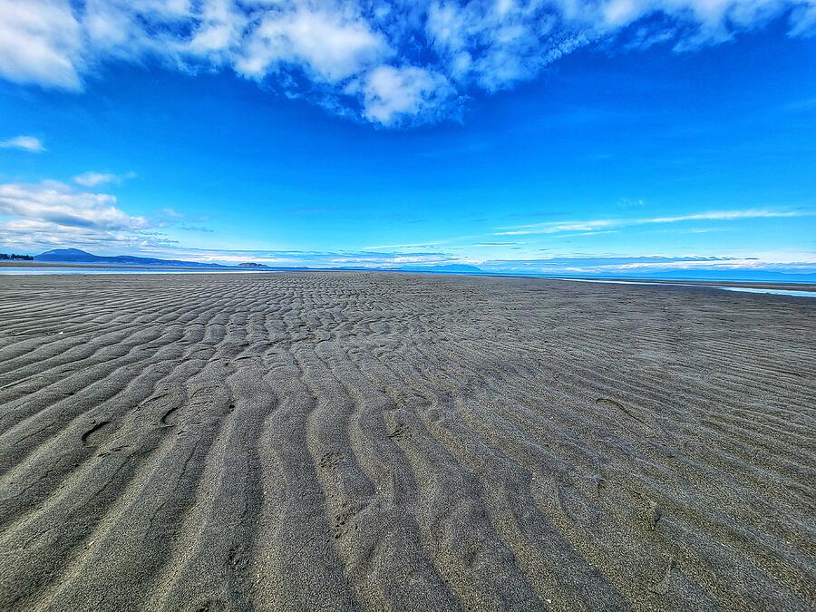Beach Photograph - Tide Out Sand for Miles - Kye Bay Comox by Adam Copp