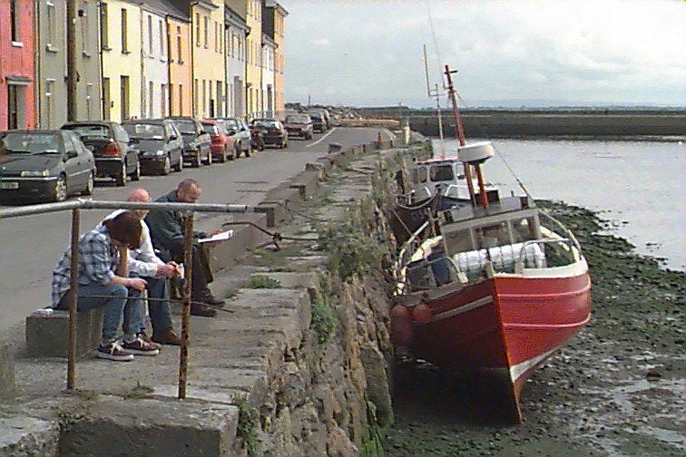 Tide out, Time to relax, Cladagh Harbour, Painting by Val Byrne