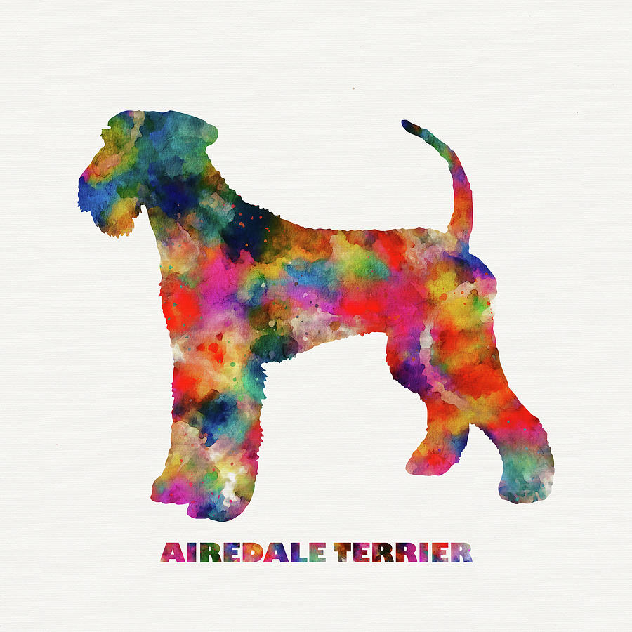 Tie Dye Airdale Terrier Art Digital Art by Peggy Collins