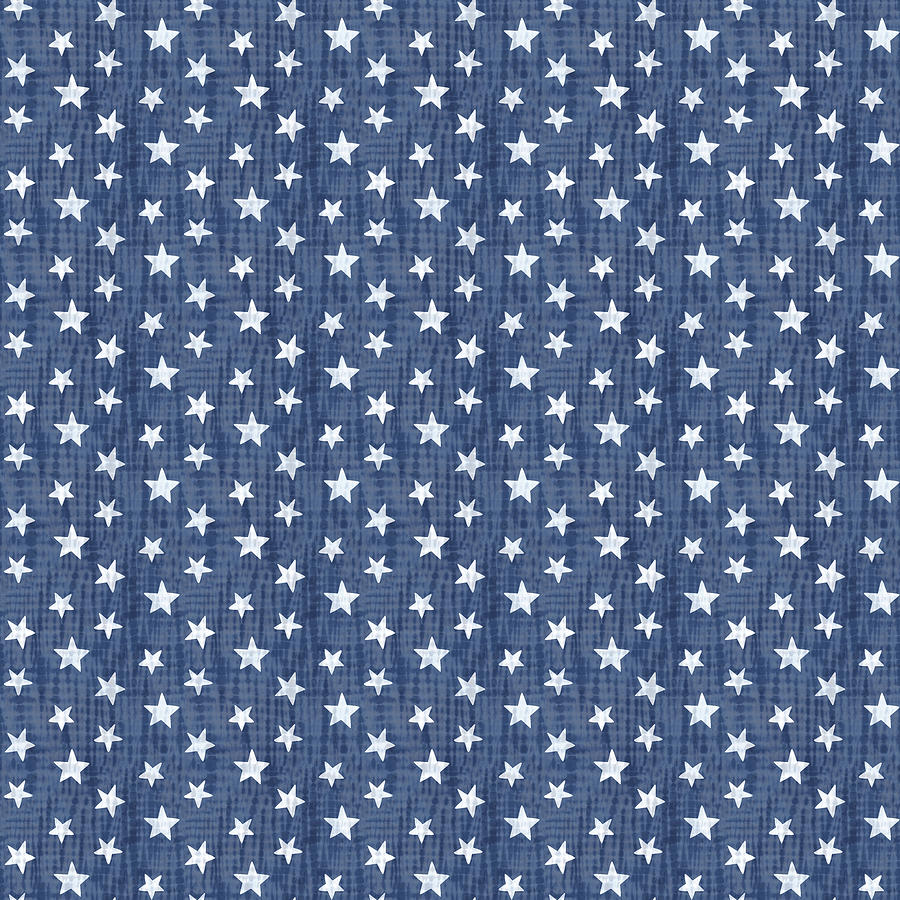 Tie Dye Distressed Navy Blue Stars Painting by Nikita Coulombe