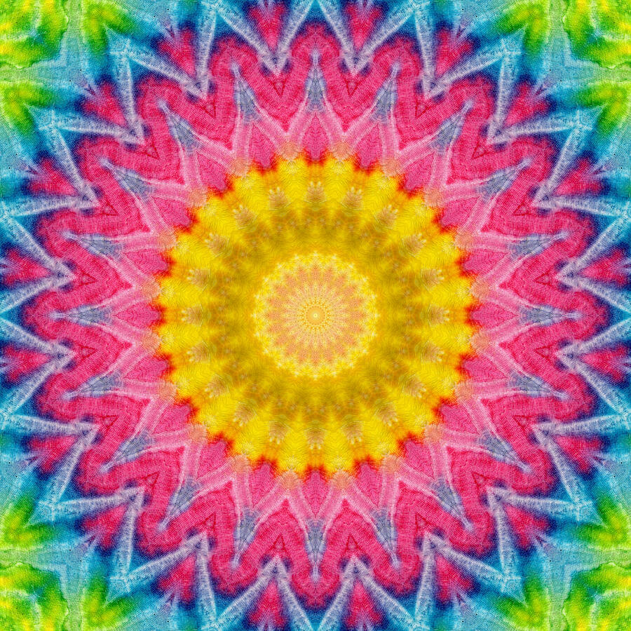 Tie Dye Mandala Kaleidoscope Medallion Flower Mixed Media by Mercury McCutcheon