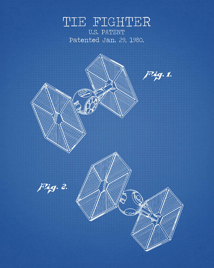 Star Wars Digital Art - Tie fighter blue patent by Dennson Creative