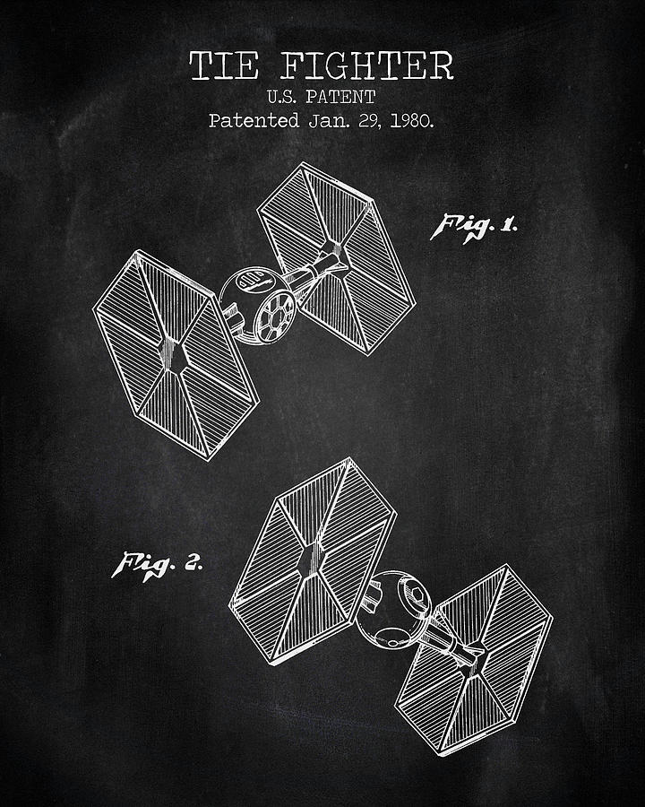 Star Wars Digital Art - Tie fighter chalkboard patent by Dennson Creative