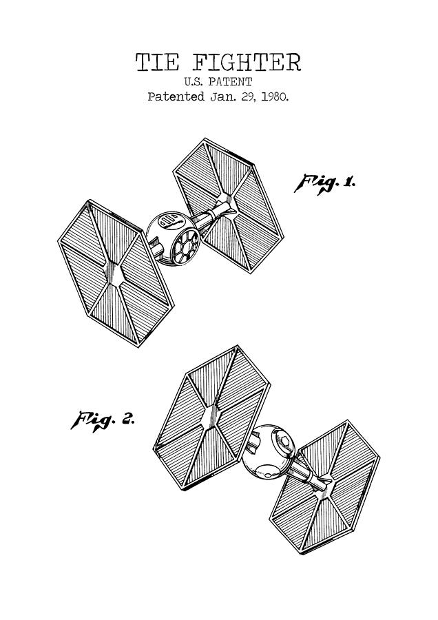 Star Wars Digital Art - TIE FIGHTER patent by Dennson Creative