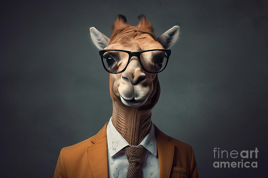 Goggle Painting - tie glasses suit business office formal ceo manager dressed portrait Camel advertising animal authority branding catching clothes concept confidence confident contrast corporate elegant eye by N Akkash
