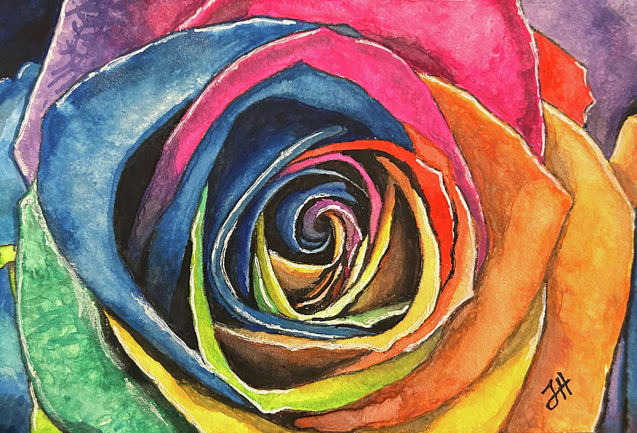 TieDye Rose Painting by Jean Haynes