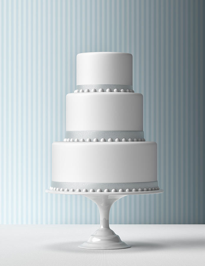 Tiered Fondant Cake with blue background Photograph by Burazin