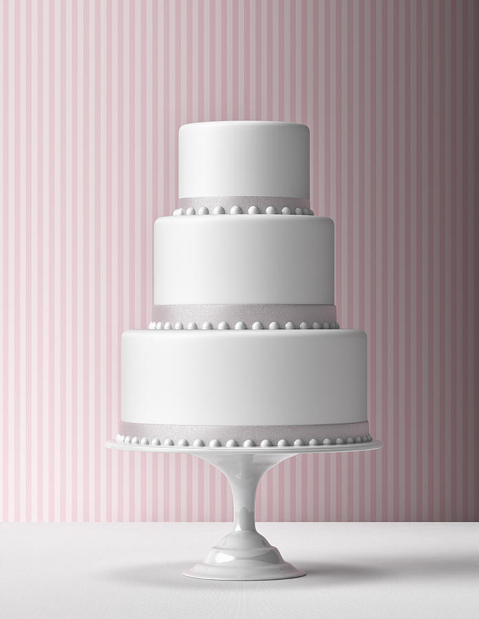 Tiered Fondant Cake with pink background Photograph by Burazin