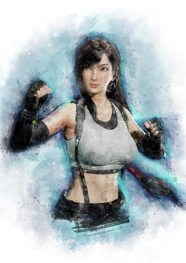 tifa lockhart ff vii watercolor mixed media by waldek dabrowski tifa lockhart ff vii watercolor by waldek dabrowski