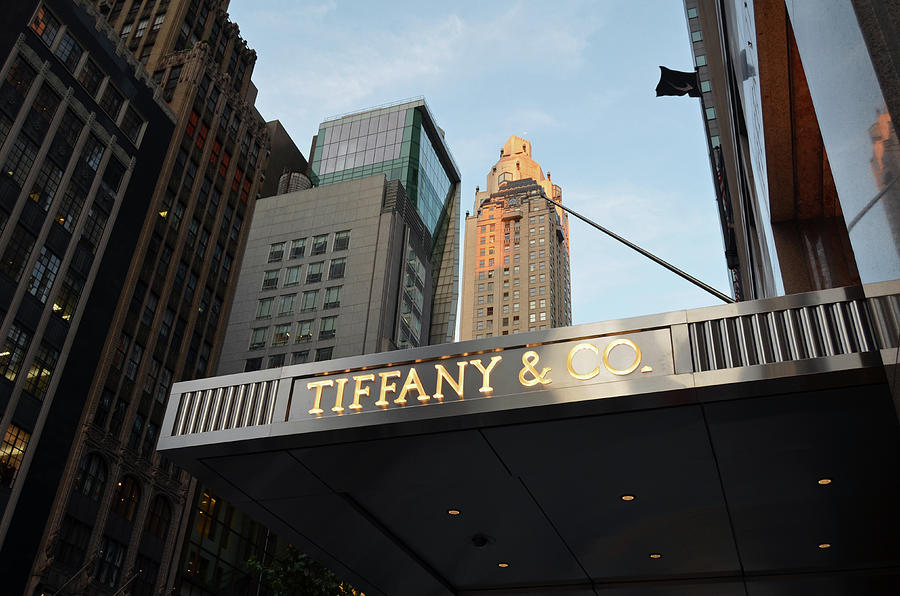 Tiffany and CO aka Tiffany's Illuminated Portico Sign Manhattan NYC New