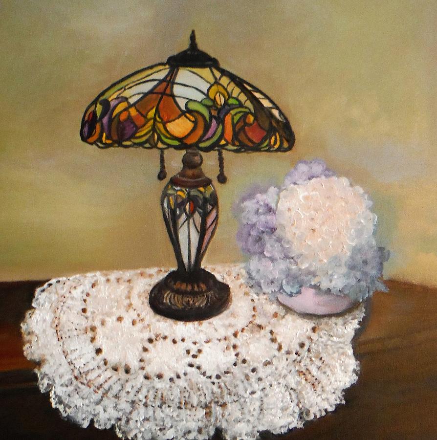 Tiffany Lamp Painting by Jacqueline Whitcomb