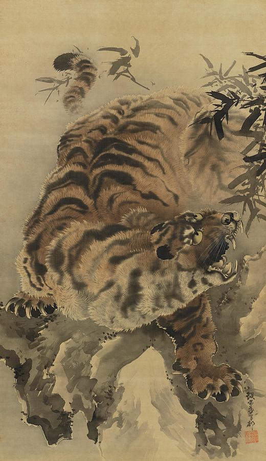 Tiger And Bamboo Painting By Kishi Ganku - Fine Art America