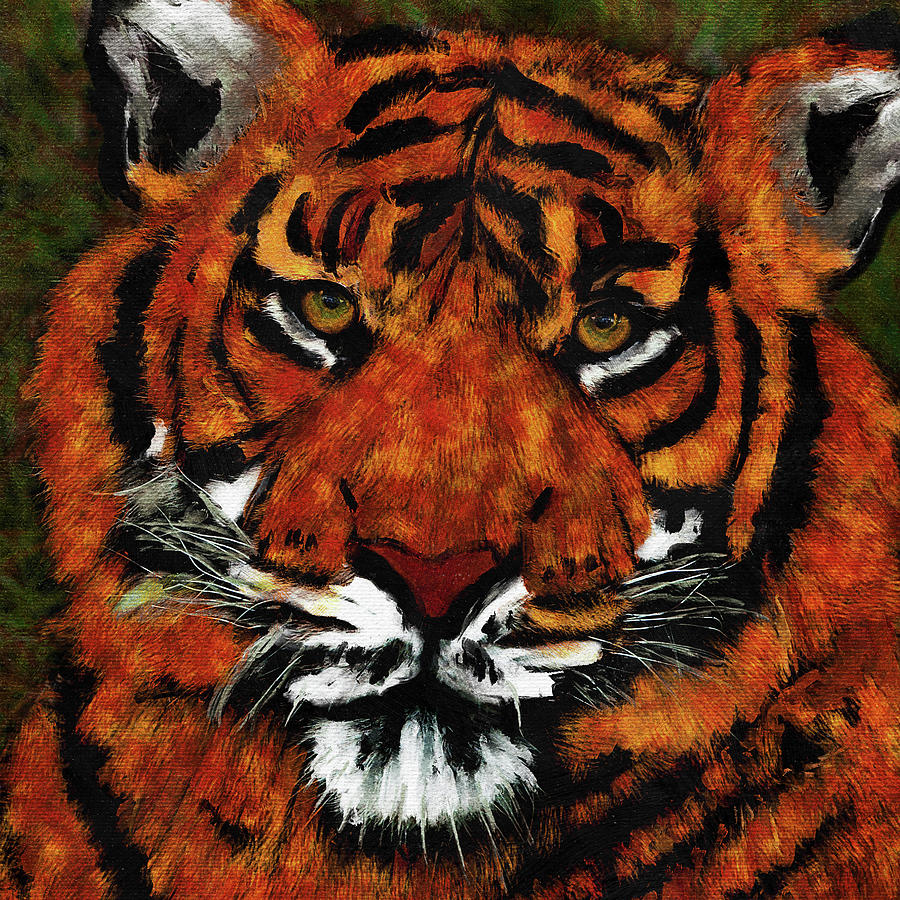 Tiger Art - Square Version Digital Art by Peggy Collins