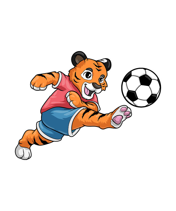 Tiger at Soccer with Soccer ball Painting by Markus Schnabel | Fine Art ...