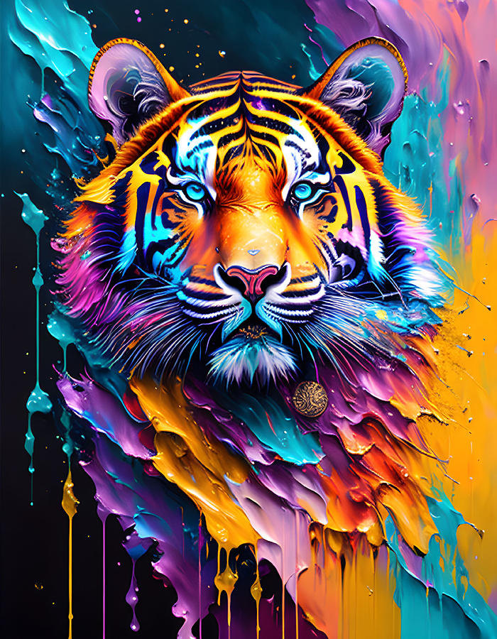 Tiger Digital Art by Beata Starukiewicz - Pixels