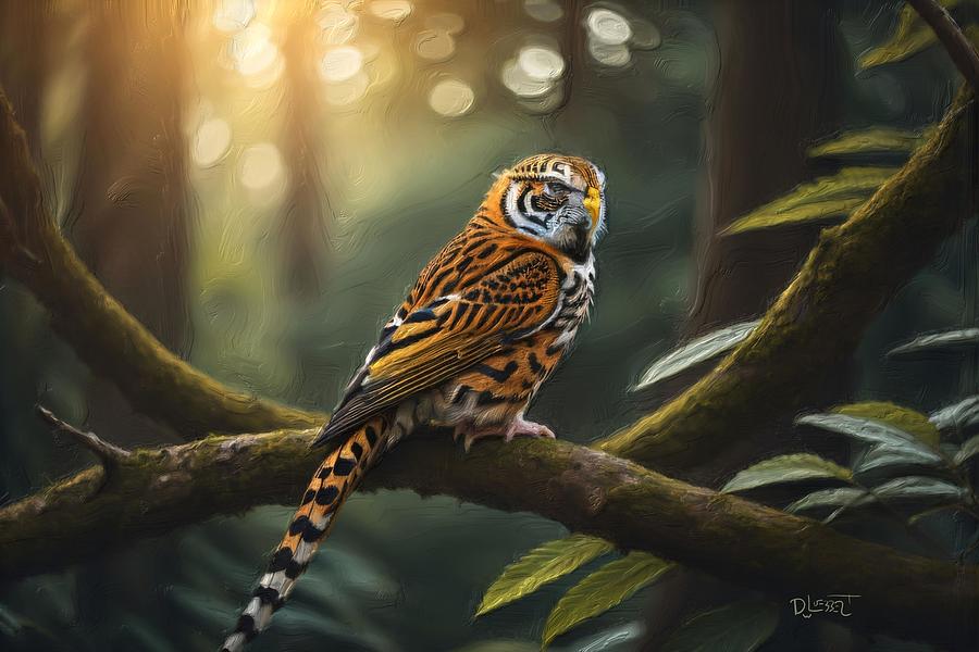 Tiger Budgie Digital Art by David Luebbert