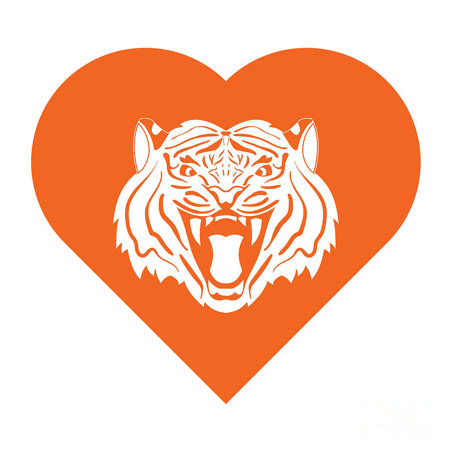 Tiger Digital Art - Tiger Cares Orange by College Mascot Designs