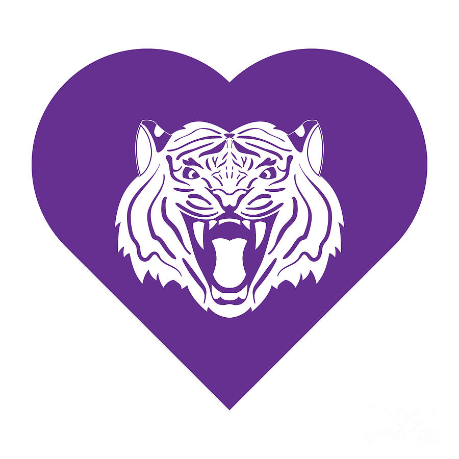 Tiger Digital Art - Tiger Cares Purple by College Mascot Designs