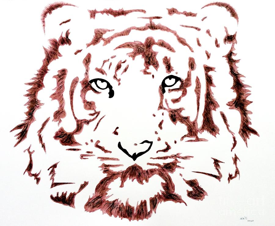 Tiger close up  Painting by Natalia Wallwork