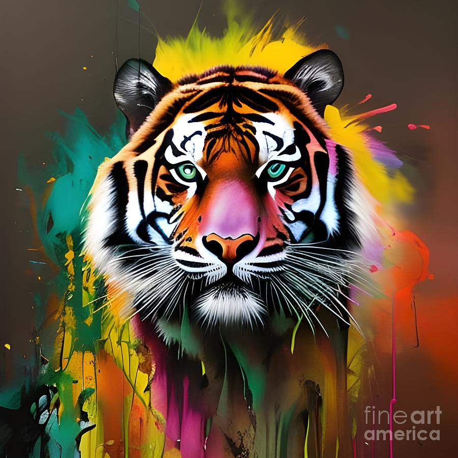 Tiger Color Burst Painting by Vincent Medici - Fine Art America