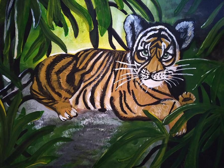 Tiger Cub Painting by Barbara Fincher