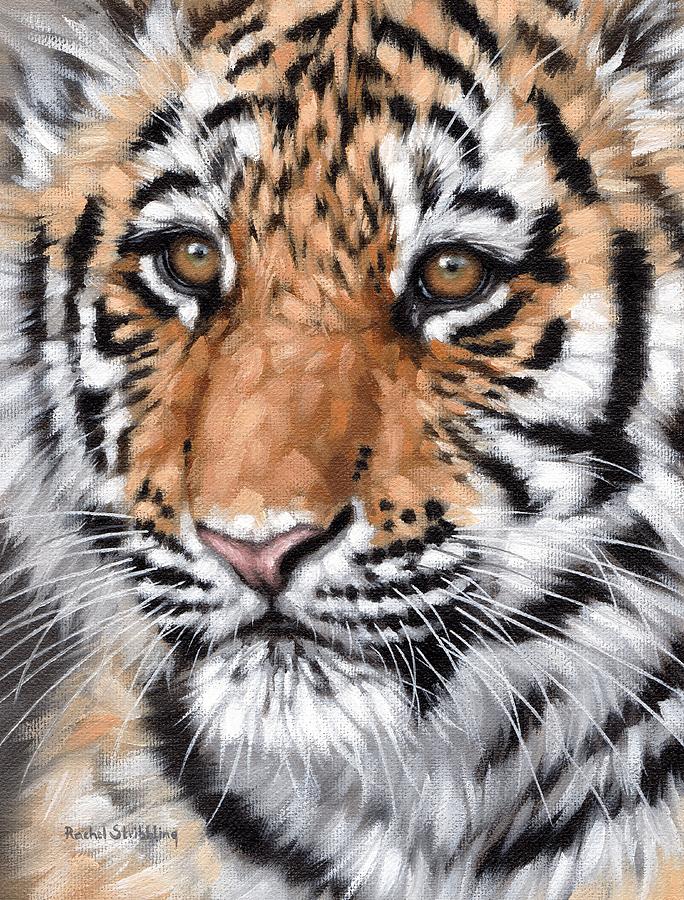 Tiger Cub Face  Painting by Rachel Stribbling