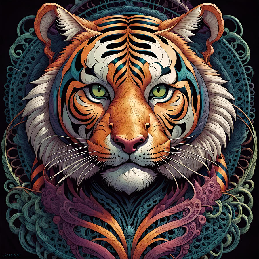 Animal Digital Art - Tiger design 12DEC23 by Greg Joens Animal Digital Art - Tiger design 12DEC23 by Greg Joens
