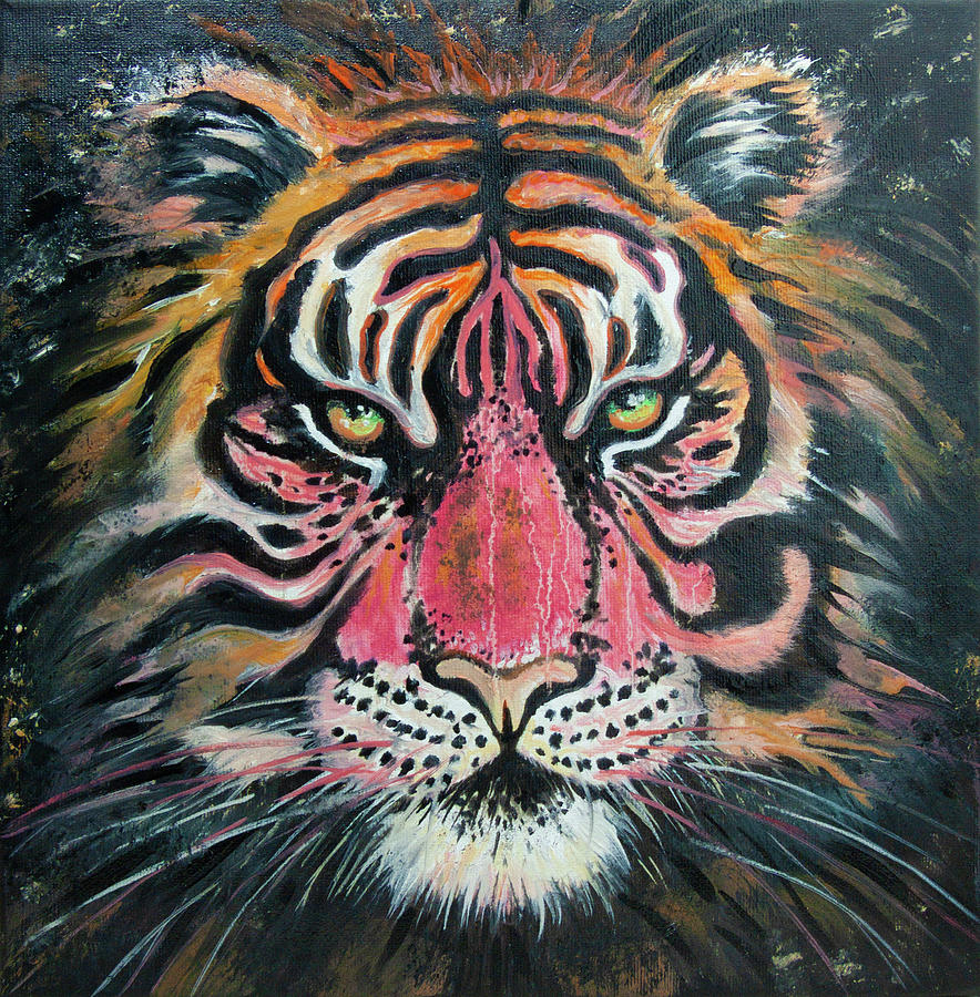 Tiger Face Painting by Monica LaTanya - Fine Art America