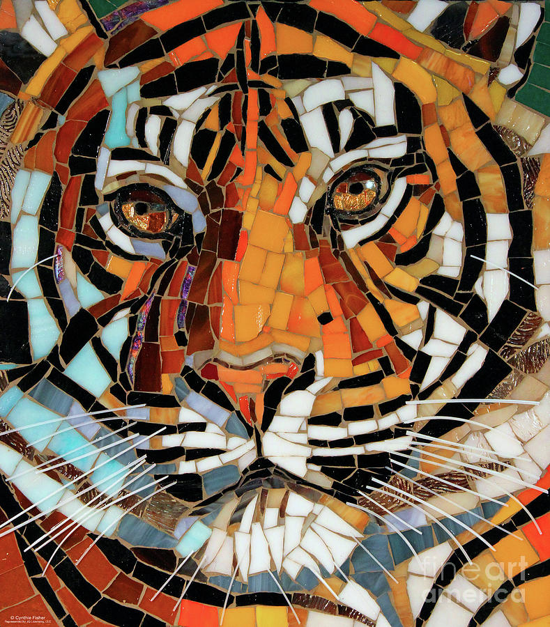 Owl Painting - Tiger Glass Mosaic by Cynthie Fisher