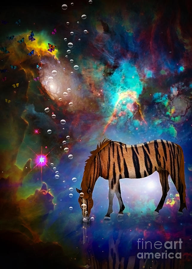 Tiger horse in vivid space Digital Art by Bruce Rolff