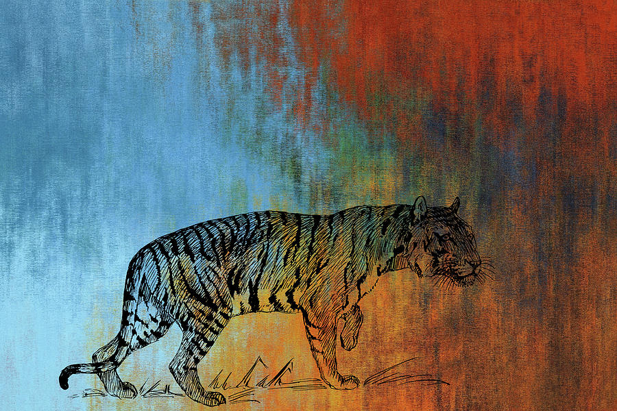 Tiger in Blue and Crimson Mixed Media by Movie Poster Prints