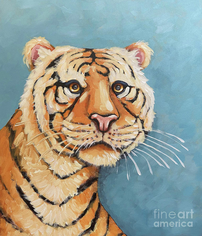 Tiger In Blue Painting