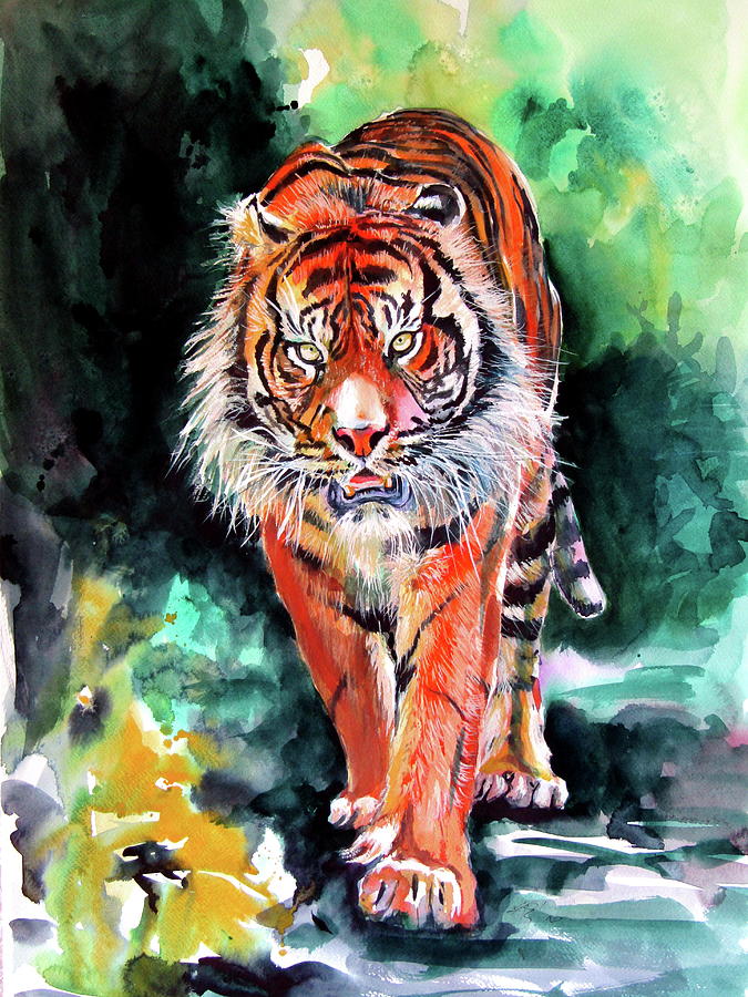 Tiger in forest Painting by Kovacs Anna Brigitta