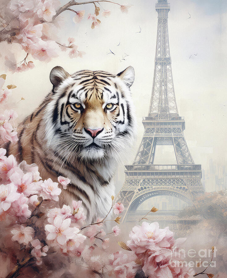 Tiger In Paris Painting by Tina LeCour Tiger In Paris Painting by Tina LeCour