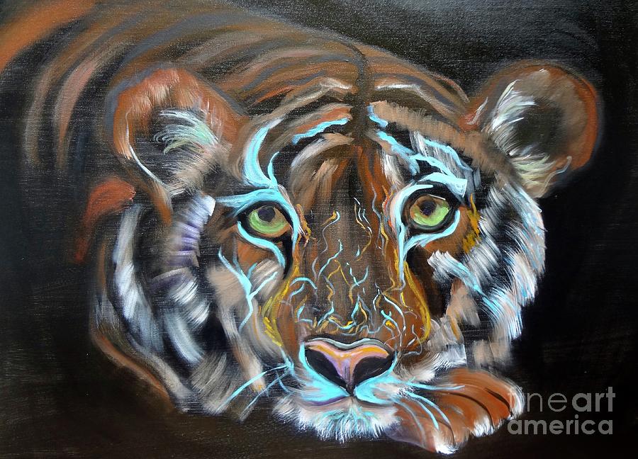 Tiger in Repose Painting by Jenny Lee