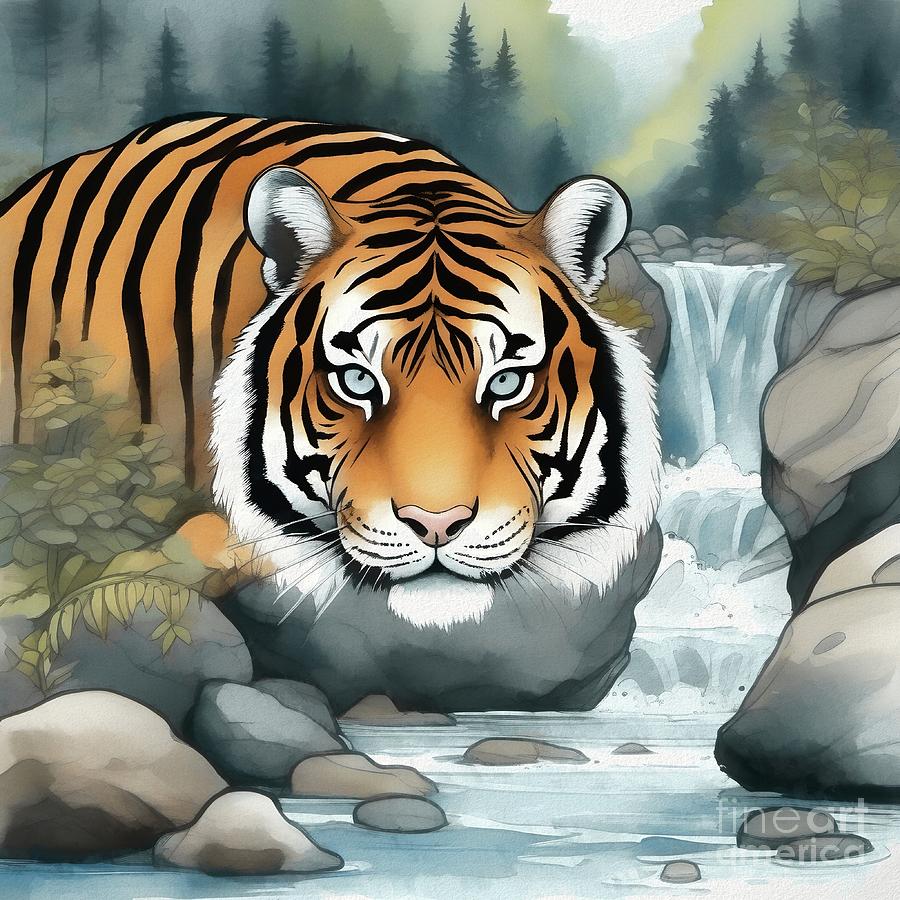 Tiger In The Forest - 02364 Digital Art by Philip Preston