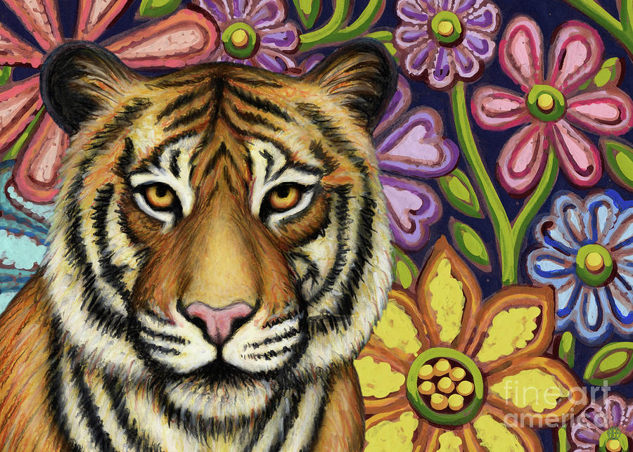 Tiger In The Night Garden Painting by Amy E Fraser