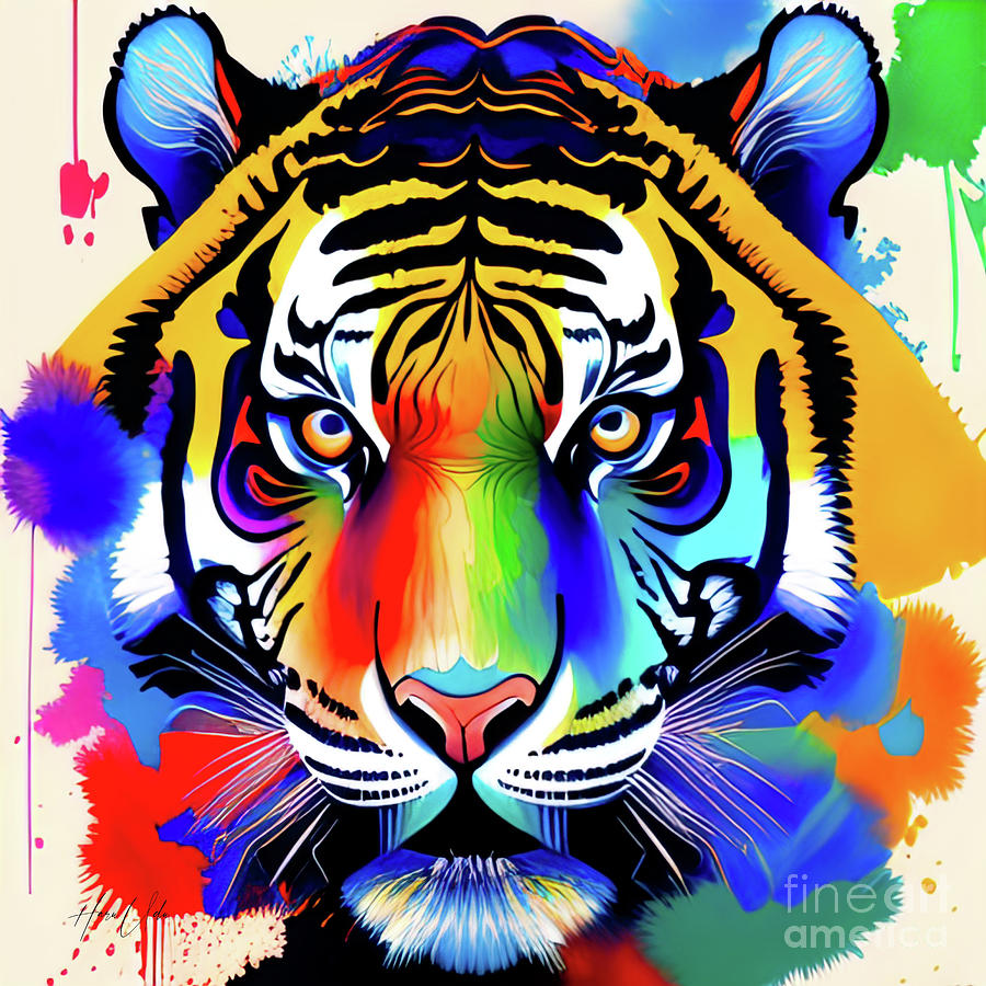 Tiger In Watercolor Splash Digital Art By Haru Udu - Fine Art America